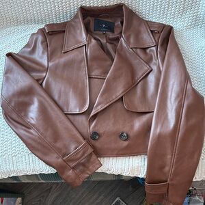 7 For All Mankind Brown Faux Leather Jacket